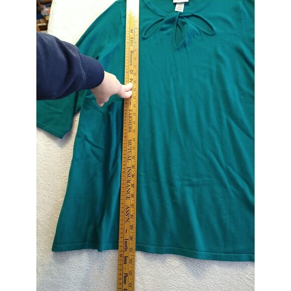 Catherines Sweater Women's 2X 22/24W Green 3/4 Sleeve Knit Stretchy - Picture 6 of 9